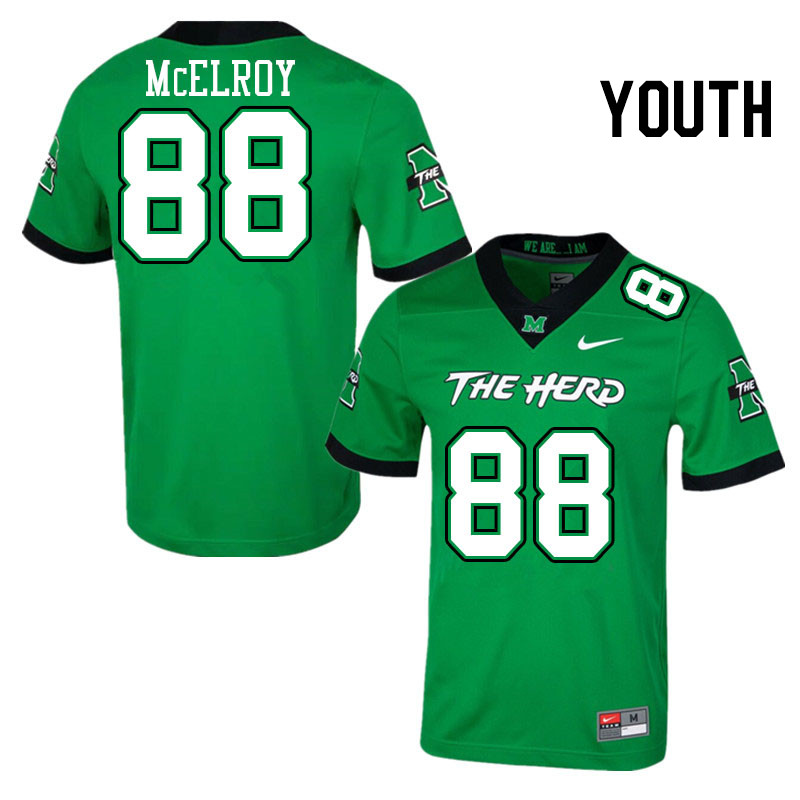 Youth #88 Brandon McElroy Marshall Thundering Herd College Football Jerseys Stitched Sale-Green - Click Image to Close